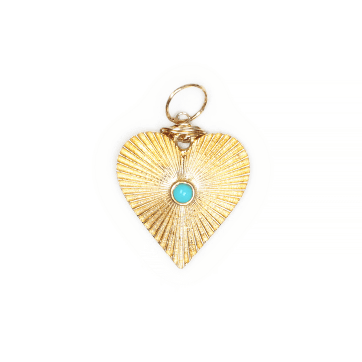 Turquoise Gold Heart Charm