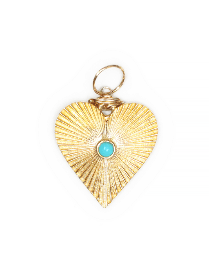 Turquoise Gold Heart Charm
