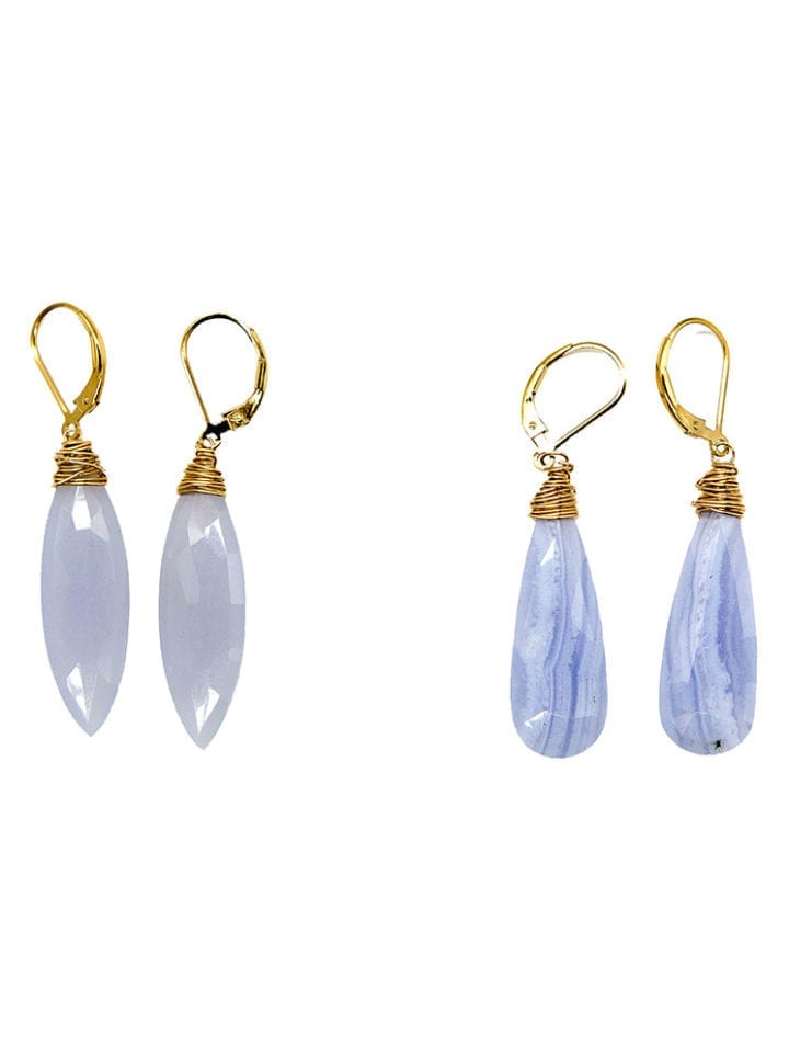 Blue Lace Agate & Blue Chalcedony Earrings