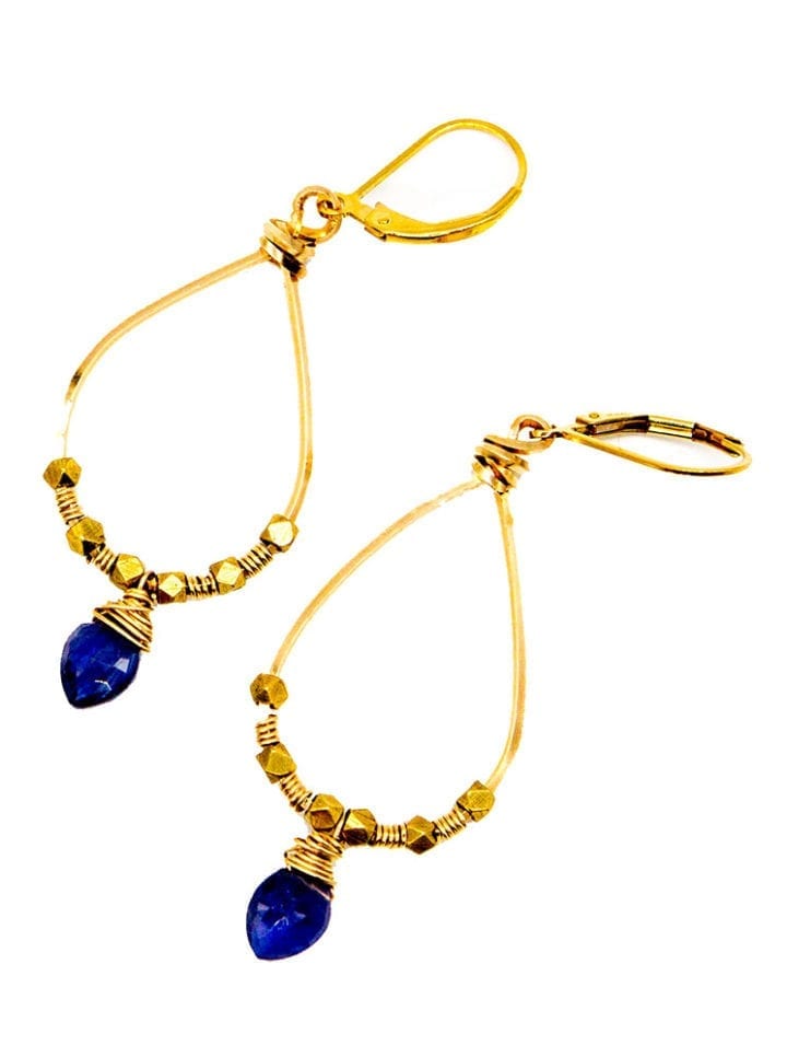 Iolite hand wrapped hoops