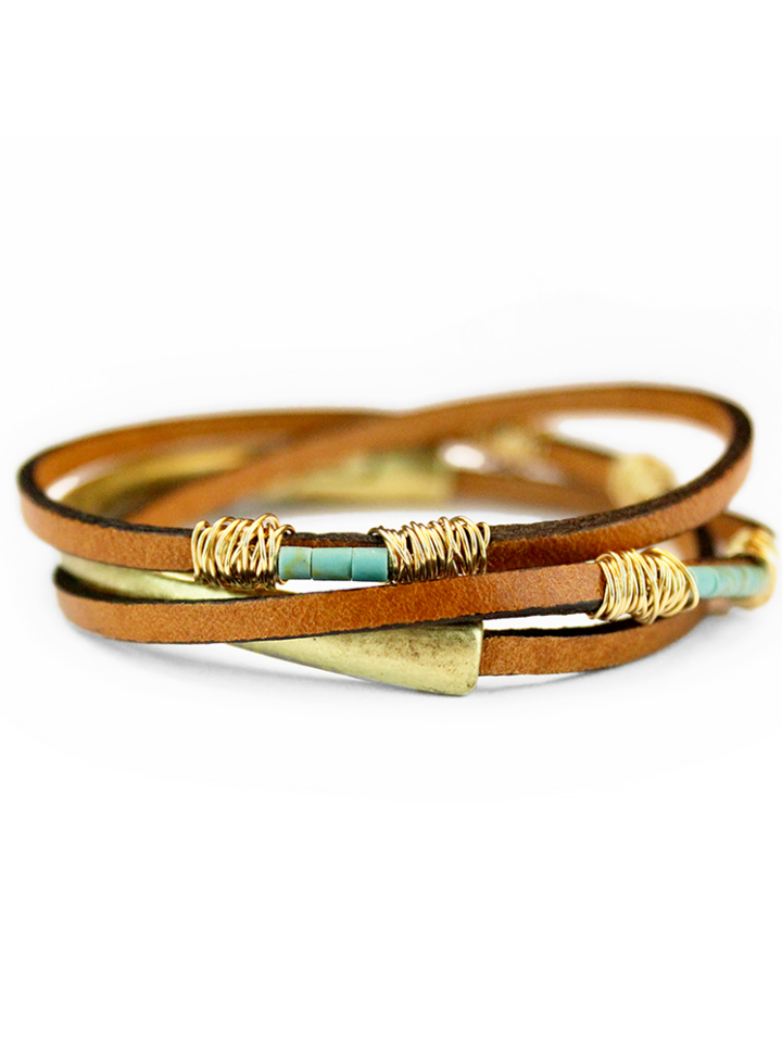 Turquoise Thin Rondelle Triple Wrap Bracelet