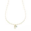 turquoise diamond slice delicate figaro charm necklace