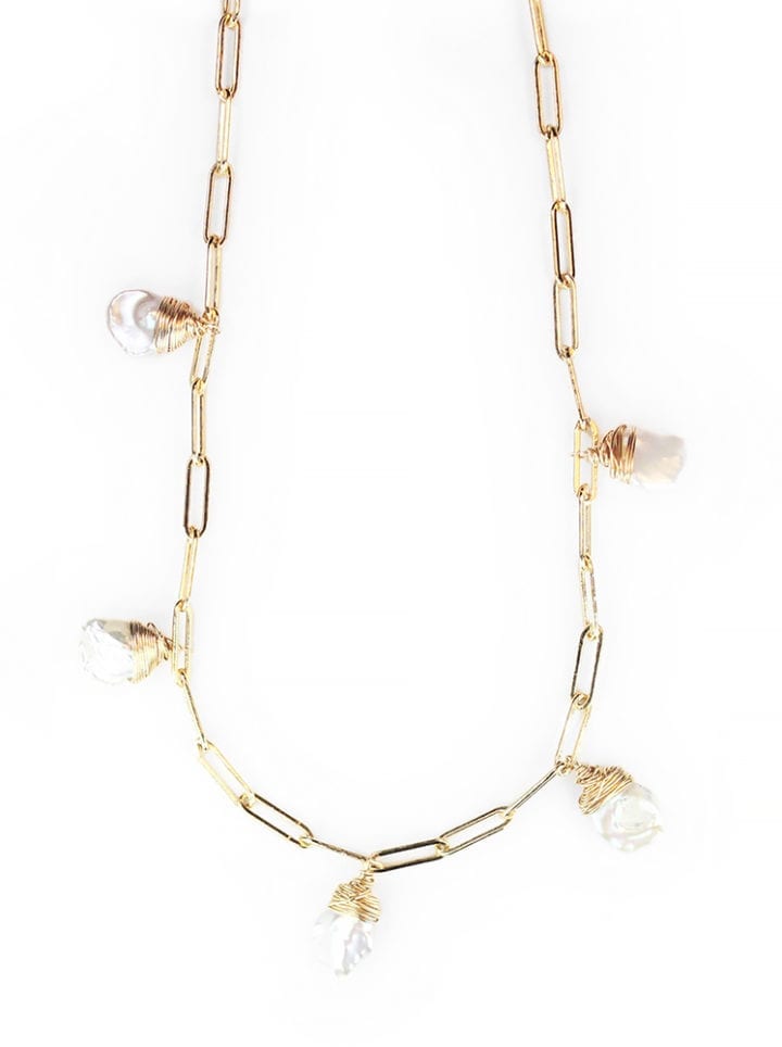 Petal Pearl Staple Mutli Drop Necklace