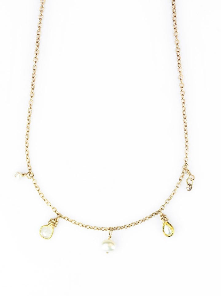Pearl Diamond Multi Drop Necklace