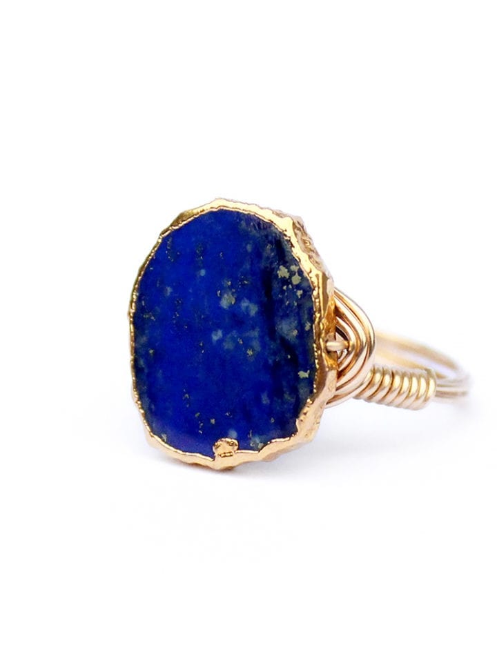 CR175 Lapis Freeform Hand Wrapped Ring