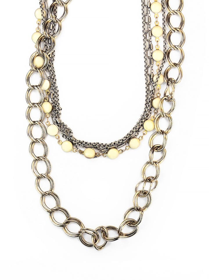 CN845 Ivory Enamel 4 in one mixed chain necklace