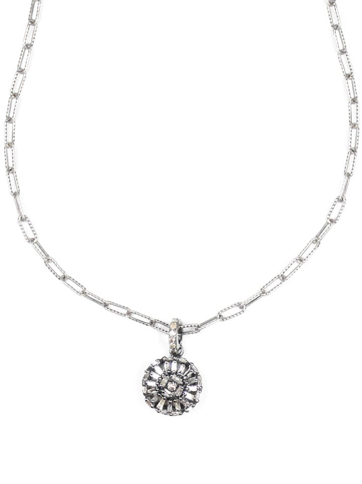Baguette Diamond Wheel Paperclip Necklace