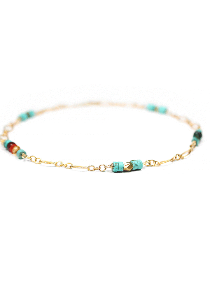 Turquoise Rainbow Filigree Chain Anklet | Bloom Jewelry handcrafted anklet