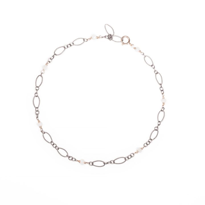 White Moonstone silver Filigree Anklet | handcrafted jewelry in Denver, co