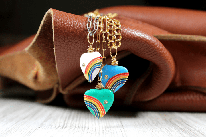 Enamel Rainbow Heart Charm | Bloom Jewelry handcrafted Jewelry | Over the rainbow jewelry