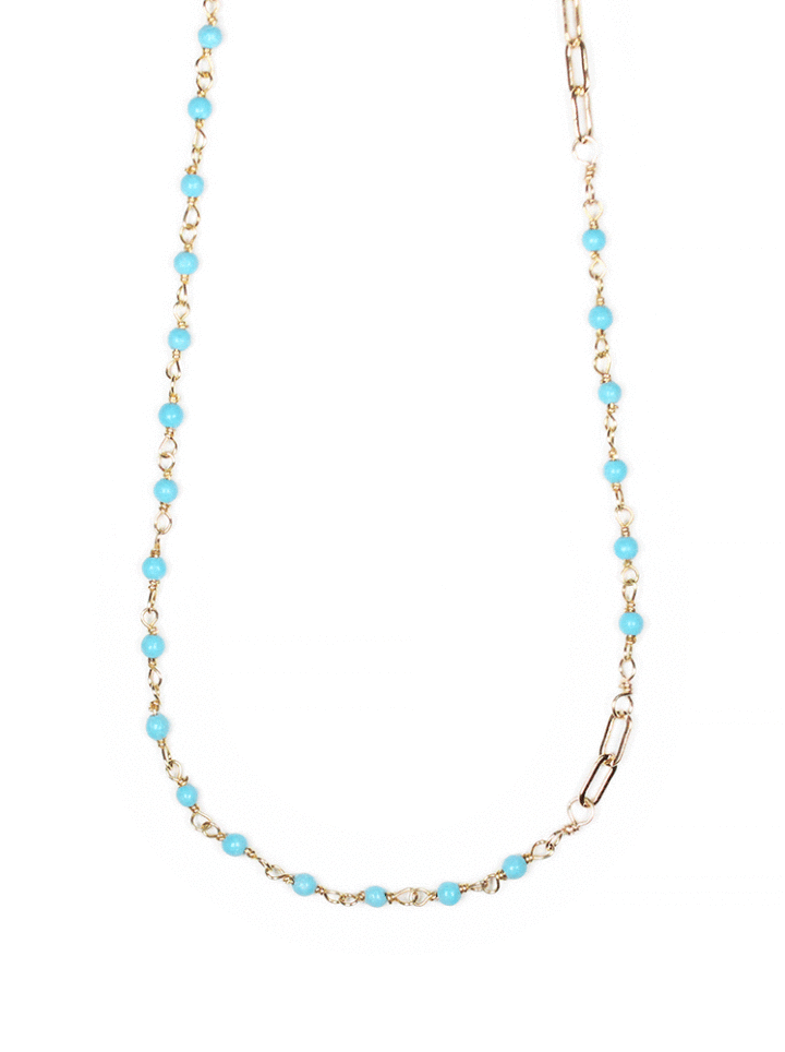 Turquoise and gold paperclip necklace | handcrafted jewelry made in denver, co.