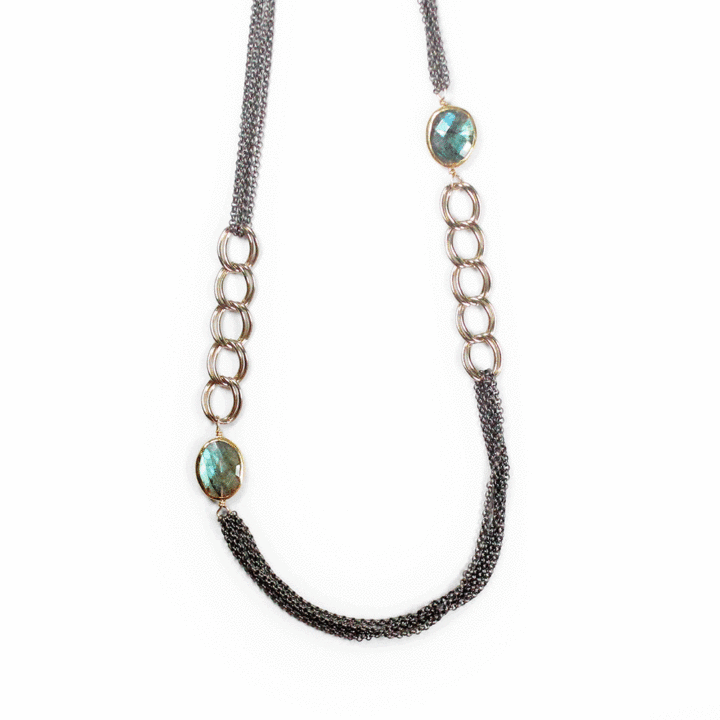 Labradorite Rolo Antique Long Necklace,