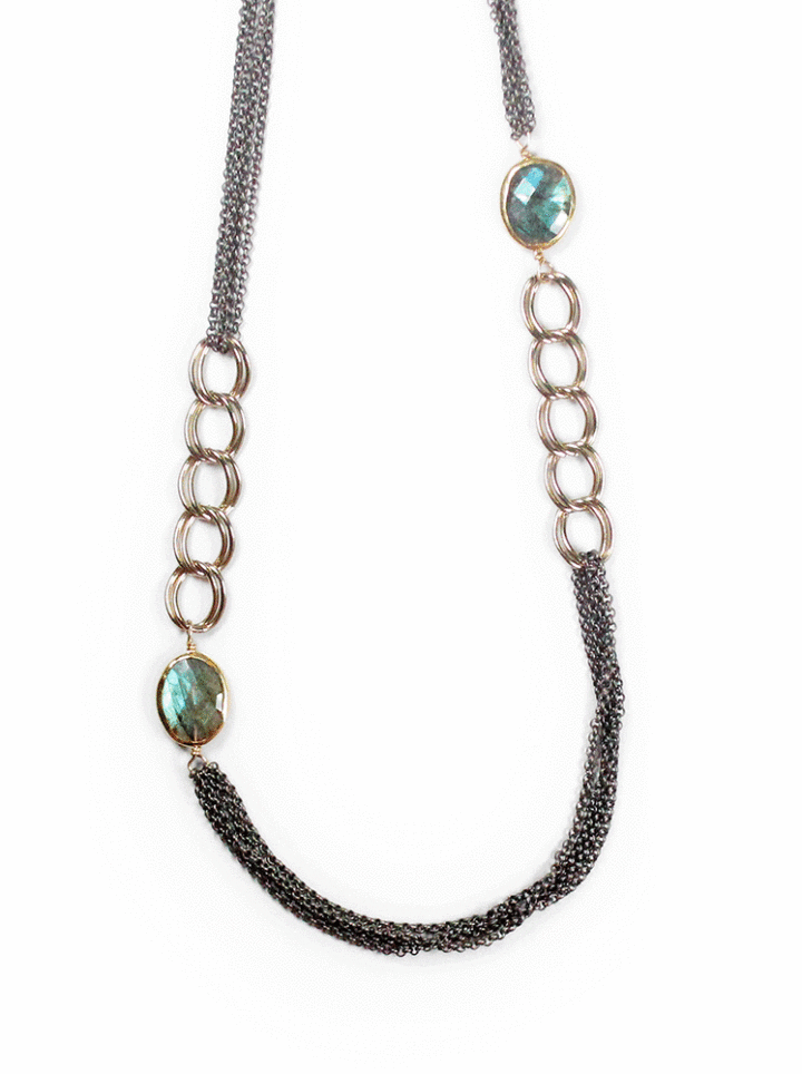Labradorite Rolo Antique Long Necklace,