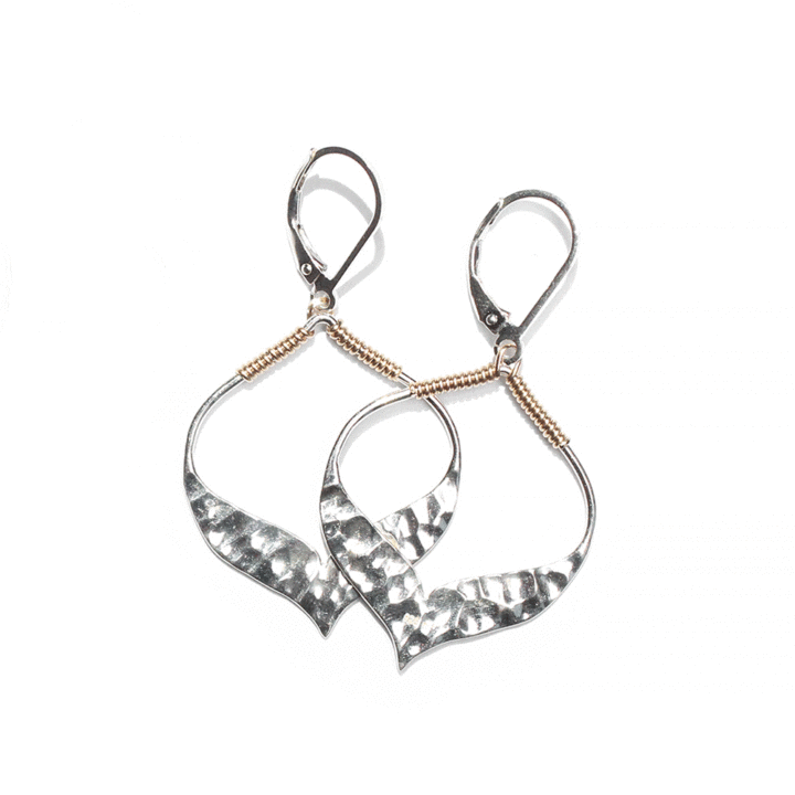 Two Tone Hammered Arabesque Hammered Hoops