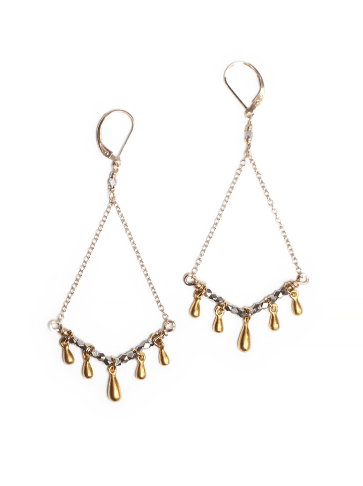 Gold & Silver Teardrop Swing Earrings Handcrafted in USA