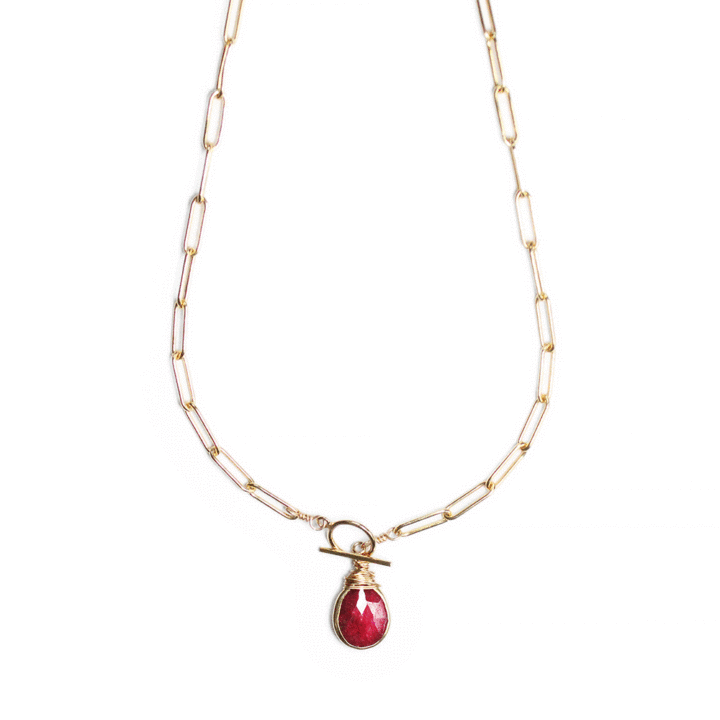 Ruby 14k Gold Filled Paperclip Toggle Necklace | Handcrafted in Denver Co