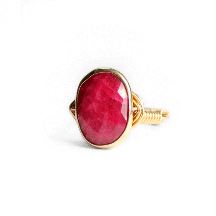 Ruby 14k gold filled hand wrapped ring