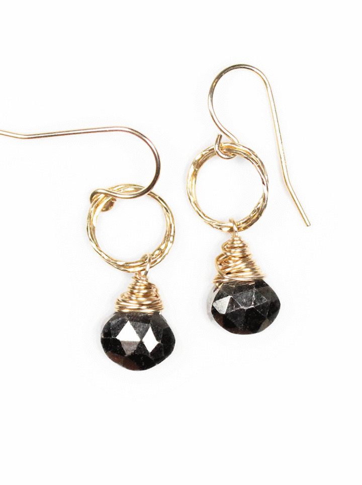 Pyrite teardrop stardust drop earrings. Delicate earrings handcrafted in USA