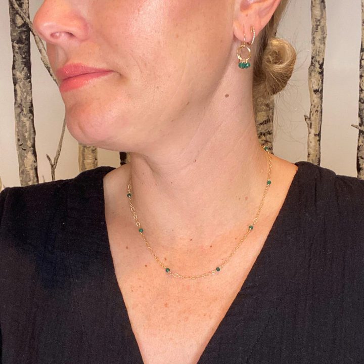 Emerald Stardust Drop Earrings SCN54 Emerald Filigree Necklace Handcrafted in Denver