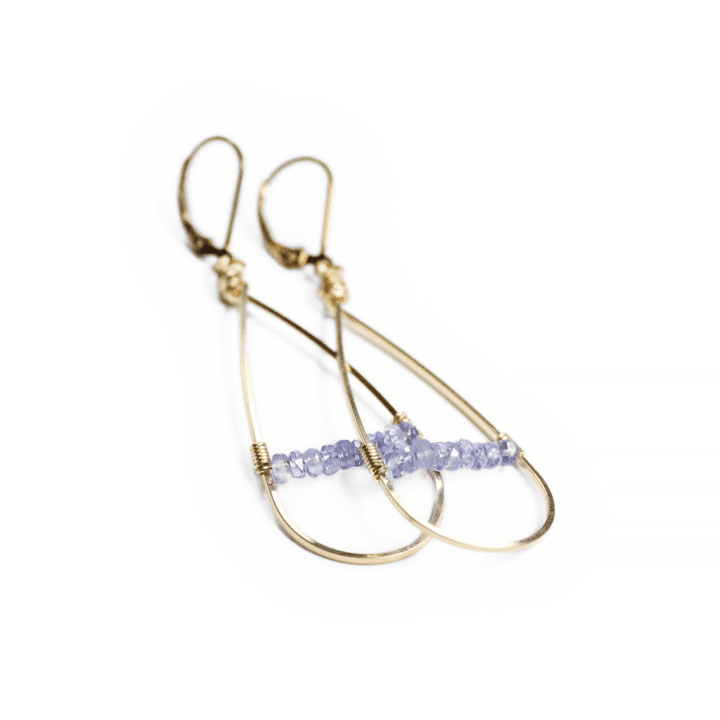 Tanzanite Gold Linear Hoops | Handcrafted jewelry from Denver, CO