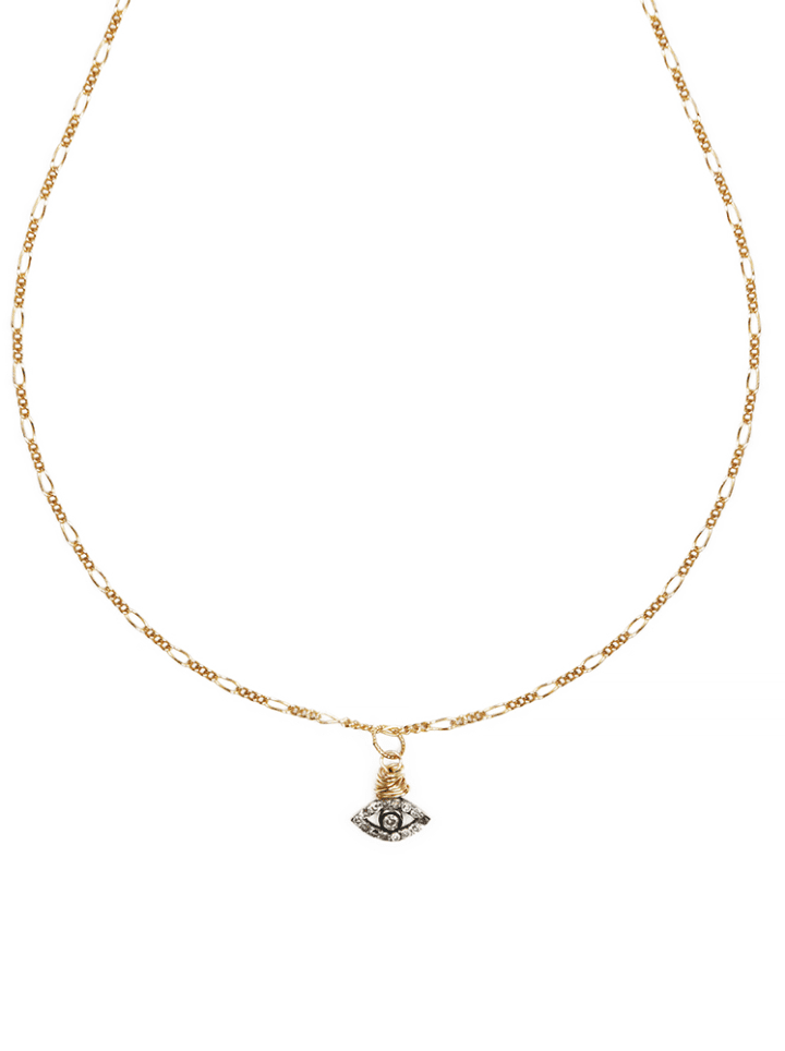 Evil Eye Pave Diamond Filigree Necklace | Handmade fine jewelry Denver, CO Bloom Jewelry