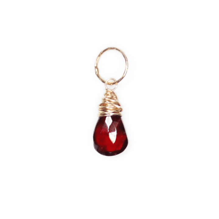 Garnet Tear Gold Charm Pendant | Bloom Jewelry Birthstone Jewerly