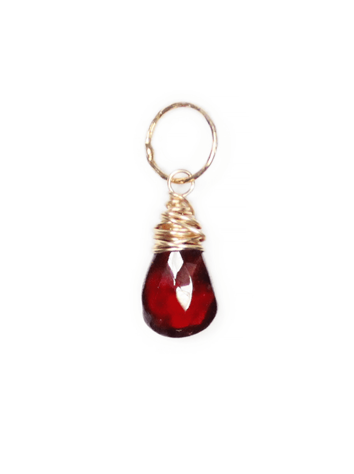 Garnet Tear Gold Charm Pendant | Bloom Jewelry Birthstone Jewerly