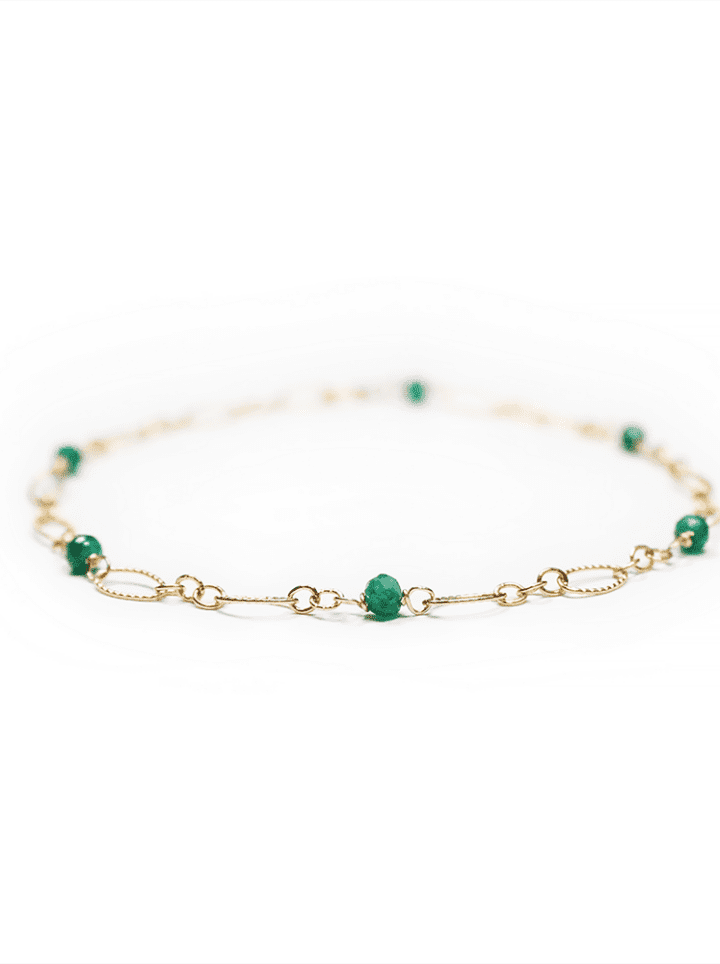 Emerald Gold Filigree Chain Anklet | Bloom Jewelry