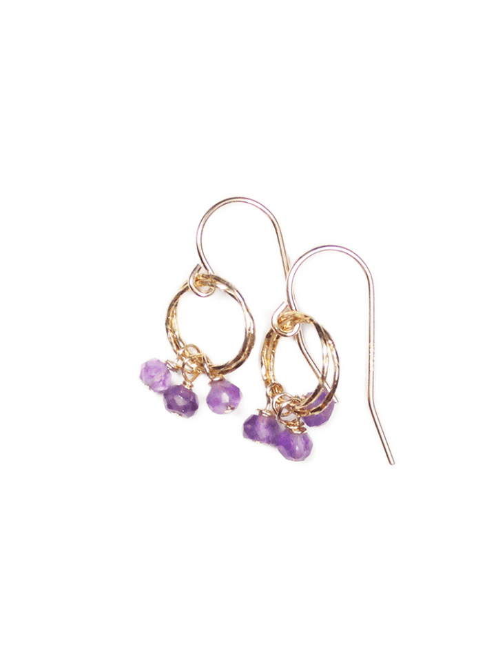 Amethyst Gemstone Gold Stardust Drop Earrings | Bloom Jewelry Lifetime Guarantee