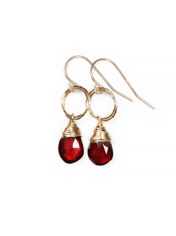 Garnet Gold Tear Stardust Drop Earrings | Bloom Jewelry